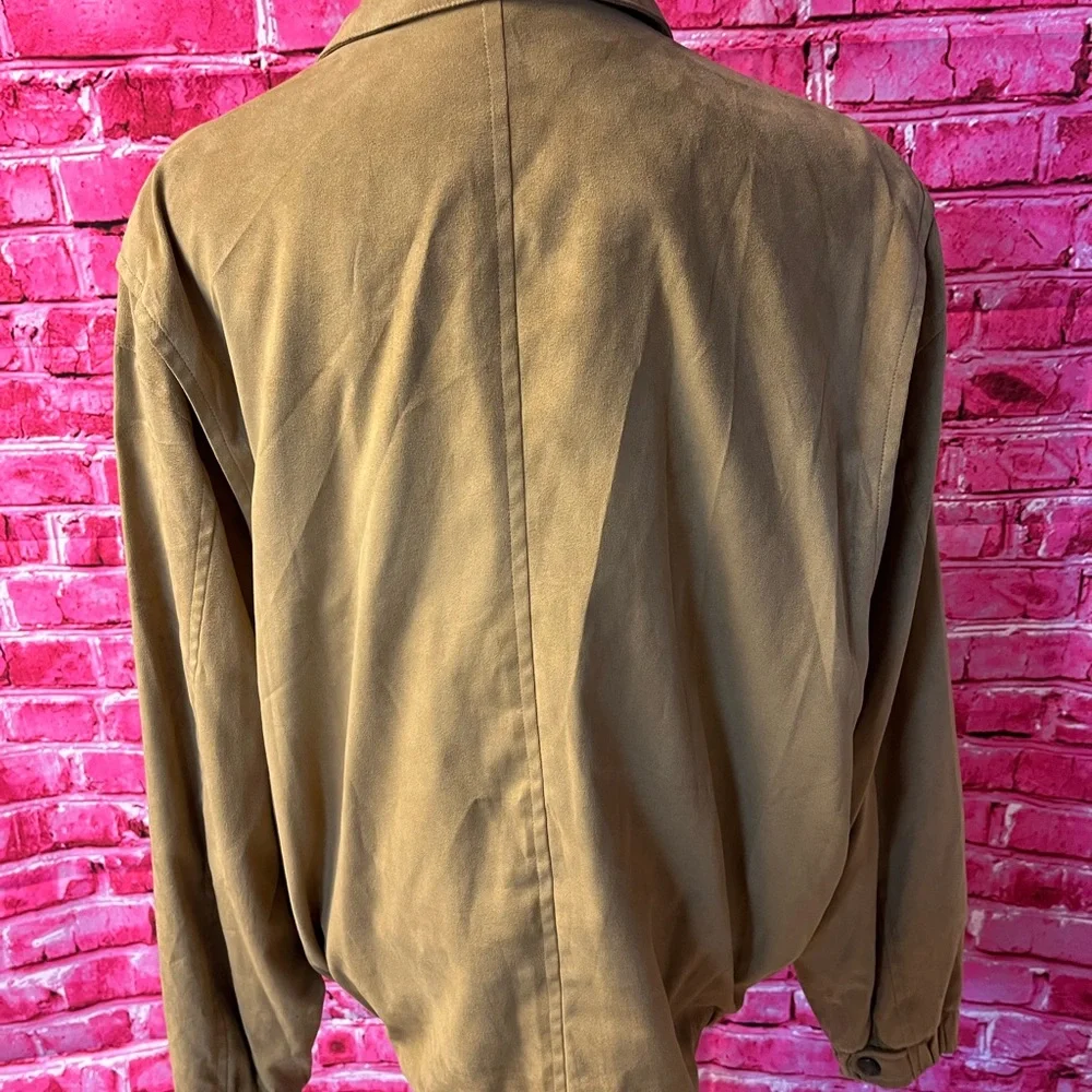 Weatherproof Mens Size‎ Large Bomber Jacket Tan Faux Suede Full Zip
